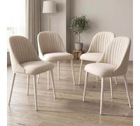 Ensemble de 4 chaises de salle à manger blanches crème, design moderne en forme de coquille, confortables, avec assise et dossier à haute élasticité, idéales pour le salon, la chambre, la salle à mang