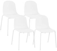 Ensemble de 4 chaises de salle à manger Hardin, couleur blanche, avec structure métallique