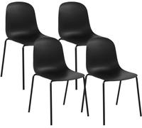 Ensemble de 4 chaises de salle à manger Hardin, noires, en plastique et en métal