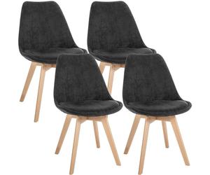 Ensemble de 4 chaises de salle à manger Linares, couleur anthracite