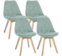 Ensemble de 4 chaises de salle à manger Linares, couleur turquoise, en bois de hêtre