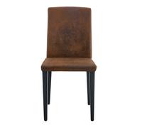 Ensemble de 4 chaises de salle à manger minimalistes avec tissu effet daim marron et pieds en métal noir, hauteur 90 cm