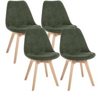 Ensemble de 4 chaises de salle à manger, modèle Linares, couleur verte