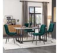 Ensemble de 4 chaises de salle à manger moderne, chaise de cuisine, rembourrées avec dossier, structure en métal, Vert Aosom France