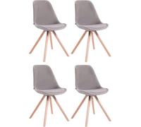 ensemble de 4 chaises de salle à manger Velvet - confort de luxe - structure en bois | Couleur : Gris | Couleur d'habillage : Naturel