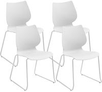 Ensemble de 4 chaises Houma, blanches, en plastique, avec une structure métallique