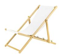Ensemble de 4 chaises longues pliantes en bois, couleur blanche, avec système de sécurité ; chaise pliante, chaise longue, transat de plage, chaises longues de jardin, chaise longue