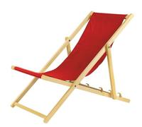 Ensemble de 4 chaises longues pliantes en bois rouges avec système de sécurité : chaise pliante, chaise longue, transat de plage, chaises longues de jardin