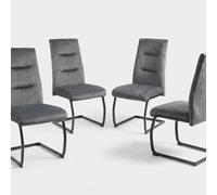Lot de 4 chaises modernes en tissu et métal design Rivéa - Gris foncé