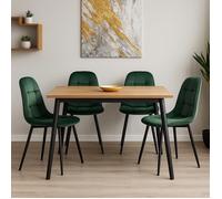 ENSEMBLE DE 4 CHAISES POUR CUISINE / SALON VERTES AVEC CAPITONNAGE - REVÊTEMENT EN TISSU VELOURS