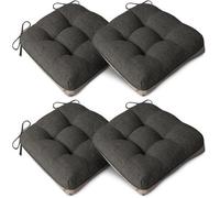 Ensemble de 4 coussins pour chaises Unyqoos®, couleur gris foncé, 40 x 40 cm, épaisseur 10 cm. Coussins de siège en lin avec rembourrage en polyester – Idéaux pour les chaises de salle à manger, le bu