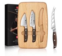 Ensemble de 4 couteaux à fromage avec planche à découper en bois de chêne rouge