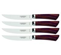 Ensemble de 4 couteaux à steak avec manches ergonomiques en bois