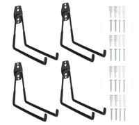 Ensemble de 4 crochets muraux pour garage, crochets pour charges lourdes, crochets doubles pour garage, crochets de rangement pour organiser l'espace : échelles, tuyaux, vélos, outils électriques et o
