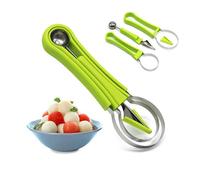 Ensemble de 4 cuillères à melon en 1 - Cuillère à pastèque, outil de sculpture et d'épépinage pour créer des formes de fruits, vert