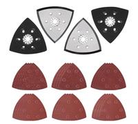 Ensemble de 4 Disques de Ponçage Triangulaires de 93 mm, Plateau de Ponçage Fin, Plateau de Ponçage Multi-Outils avec 24 papiers Ponceuse de Verre Triangulaires pour Poncer et Polir