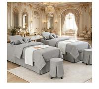 Ensemble de 4 draps de lit de massage en coton et lin de qualité supérieure, couvre-lit épais de couleur unie pour salon de beauté, housse de lit de spa inf gris. Square bedside 185*80cm(72.8*31.5in）