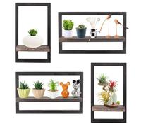 Ensemble de 4 étagères flottantes carrées pour mur, étagères murales en bois décoratives, étagères suspendues de rangement pour mur, étagères suspendues en bois pour salle de bain, salon, cuisine
