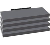 Ensemble de 4 étagères murales flottantes en MDF, couleur gris foncé, dimensions : 120 x 22,9 x 3,8 cm