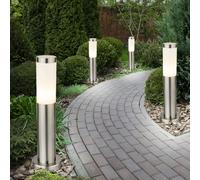 Ensemble de 4 lampes d'extérieur sur pied en acier inoxydable pour éclairage de porche de cour d'allée de jardin