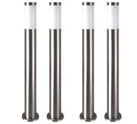 Ensemble de 4 lampes sur pied LED en acier inoxydable éclairage de chemin de jardin éclairage de base de patio argent