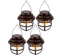 Ensemble de 4 lanternes solaires suspendues LED design grille éclairage extérieur jardin lampes suspendues terrasse