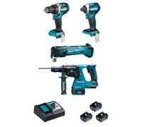 Ensemble de 4 Machines 18V Li-Ion MAKITA DLX4109TJ 5 Ah (DDF484 + DTD154 + DHR243 + DTM51)