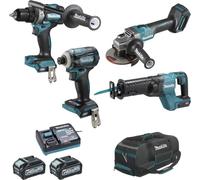Ensemble de 4 machines 40 V max XGT (DF001G + GA005G + TD001G + JR001G) - MAKITA - avec 2 batteries 40V 4.0Ah - chargeur - sac - DK0126G401