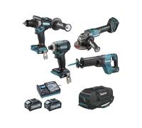 Ensemble de 4 machines 40 V max XGT (DF001G + GA005G + TD001G + JR001G) - MAKITA - avec 2 batteries 40V 4.0Ah - chargeur - sac - DK0126G401