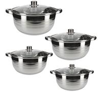 Ensemble de 4 Marmites 24/26/28/30 cm Inox, Poignées et Couvercles,Gris