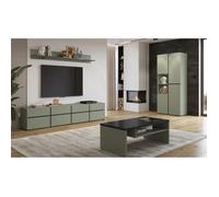 Ensemble de 4 meubles collection HAVANA coloris vert sauge. Meuble TV XL, vitrine, table basse, étagère