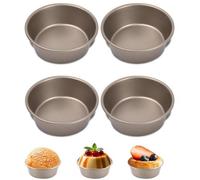Ensemble de 4 mini-moules à gâteau ronds Ibzoa®, dimensions 11 x 4 cm, en acier au carbone, avec double revêtement antiadhésif, adaptés aux friteuses à air, aux fours et aux micro-ondes
