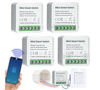 Ensemble de 4 modules d'interrupteurs intelligents à deux voies, compatibles Wi-Fi, Tuya et Alexa