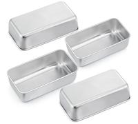 Ensemble de 4 moules en acier inoxydable pour pain, idéal pour les pains de mie, les pains spéciaux et les gâteaux. Dimensions : 23 x 12 x 6 cm
