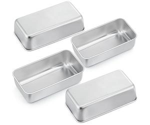 Ensemble de 4 moules en acier inoxydable pour pain, idéal pour les pains de mie, les pains spéciaux et les gâteaux. Dimensions : 23 x 12 x 6 cm
