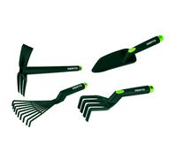 Ensemble de 4 outils à main en plastique (râteaux, griffes, pelle, houe/griffes)