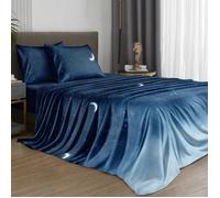 Ensemble de 4 pièces de draps à motif marbre noir, comprend 1 drap-housse, 1 drap plat et 2 taies d'oreiller, ensemble de protection de matelas (inserts d'oreiller non inclus), convient aux tailles Ki