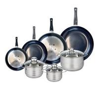 Ensemble de 4 Poêles de cuisson 20, 24, 28 et 32 cm et 3 faitouts 14, 16 et 20 cm Elo Prima Brillant Noir