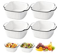 Ensemble de 4 poêles de cuisson en céramique, adaptées au four, au micro-ondes et à la friteuse (400 ml, 14,3 x 11 x 5,3 cm)