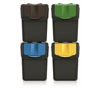 Lot de 4 poubelles KEDEN SORTIBOX 100% plastique recyclé, noir, 80L