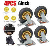 Ensemble de 4 roulettes pivotantes – Roulettes pour le transport de charges lourdes – Roues de 15 cm – Double système de freinage – Plaque de montage de 5 mm – Adaptées pour camping-cars et bateaux