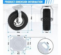 Ensemble de 4 roulettes - Roulettes pour meubles, 250 mm - 2 roulettes pivotantes, 2 roulettes fixes - Roues en caoutchouc - Capacité de charge : 200 kg - Pour meubles, chariots, appareils