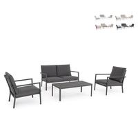 Ensemble de 4 sièges Konnor 134 x 82 x 84 cm en aluminium et polypropylène, couleur anthracite