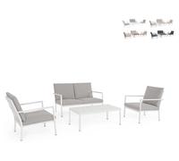 Ensemble de 4 sièges Konnor 134 x 82 x 84 cm en aluminium et polypropylène, gris