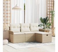 Ensemble de 4 sièges modulaires en rotin synthétique noir - Canapé central, 2 canapés latéraux et pouf avec rangement dissimulé, cadre en acier revêtu par pulvérisation, coussins en polyester