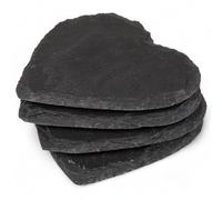 Ensemble de 4 sous-Verres en Ardoise MIJOMA pour l'expression Ultime de Vos goûts et de Votre Style, élégants et tactiles (Forme de cœur)