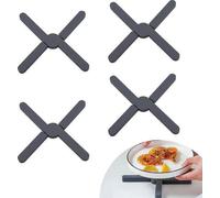 Ensemble de 4 sous-verres pliables en silicone Unyqoos® – résistants à la chaleur jusqu'à 230°C, dimensions 19,5 x 19,5 cm une fois dépliés / 19,5 x 3,3 cm une fois pliés, épaisseur de 1,3 cm, sans BP