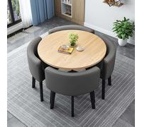 Ensemble de 4 tables de salle à manger modernes avec table ronde carrée et chaises en similicuir - Design peu encombrant pour salle à manger et conférence 80 cm