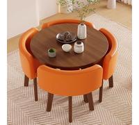 Ensemble de 4 tables de salle à manger rondes d'intérieur en polyuréthane orange, multi-usage pour bureau, conférence, réception, négociation, salon, cuisine, 80 cm l x 74,9 cm H
