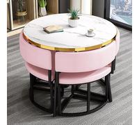 Ensemble de 4 tables de salle à manger rondes en marbre avec dossier en polyuréthane, multifonction comme table basse/bureau de négociation pour cuisine, salon et petite salle de conférence